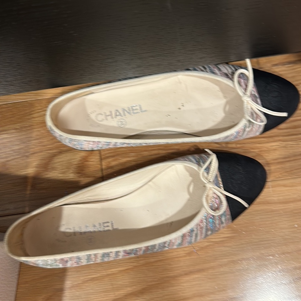 Chanel ballerina 39.5 worn used lurex rare